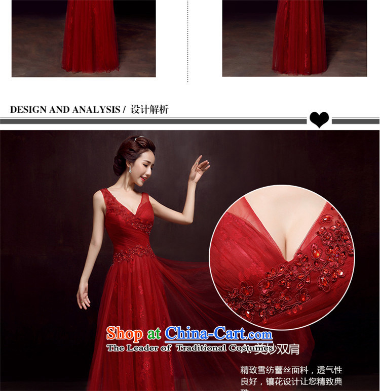        Toasting Champagne Services 2015 new HANNIZI Stylish spring and summer V-Neck lace long bride elegant wedding dress wine red L picture, prices, brand platters! The elections are supplied in the national character of distribution, so action, buy now enjoy more preferential! As soon as possible.