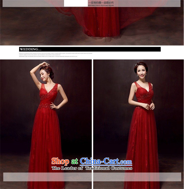        Toasting Champagne Services 2015 new HANNIZI Stylish spring and summer V-Neck lace long bride elegant wedding dress wine red L picture, prices, brand platters! The elections are supplied in the national character of distribution, so action, buy now enjoy more preferential! As soon as possible.
