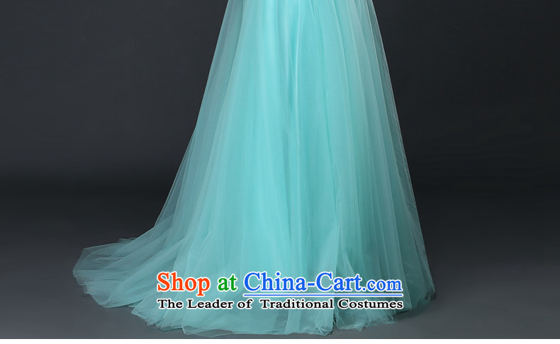 Tslyzm evening dresses long dresses Korean female banquet show will fall and winter 2015 new shoulders round-neck collar back lace small trailing Lake Blue M picture, prices, brand platters! The elections are supplied in the national character of distribution, so action, buy now enjoy more preferential! As soon as possible.