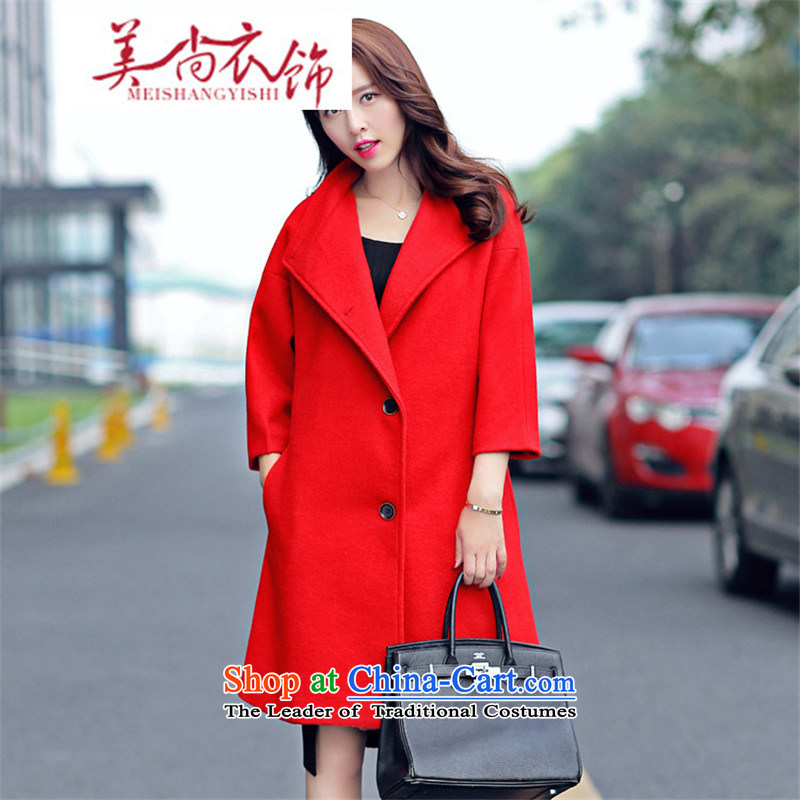 The United States is still loaded autumn and winter clothing new larger women in long hair loose?? coats jacket wedding dress bows back to red door?XL
