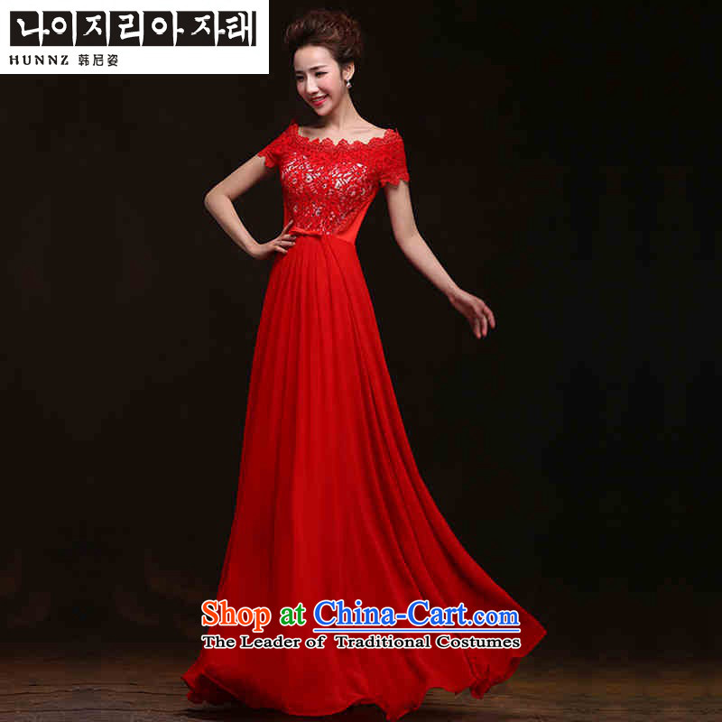 Hannizi       bride wedding dress 2015 new stylish slotted shoulder length) bows to dress red , Korea s, Gigi Lai (hannizi) , , , shopping on the Internet