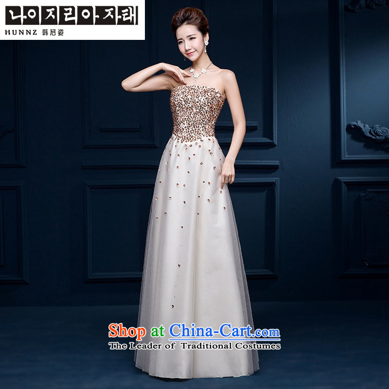 Hannizi       Korean Style New bows services 2015 anointed chest long sleeveless strap bride wedding dress champagne color XL, Korea, Gigi Lai (hannizi) , , , shopping on the Internet