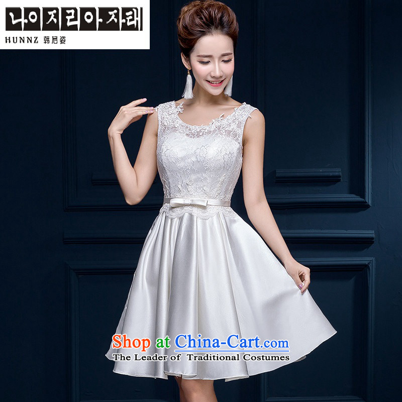 The new 2015 HANNIZI spring and summer Korean word shoulder wedding dress bride, short white dress white , Korea, XXL, hannizi) , , , shopping on the Internet