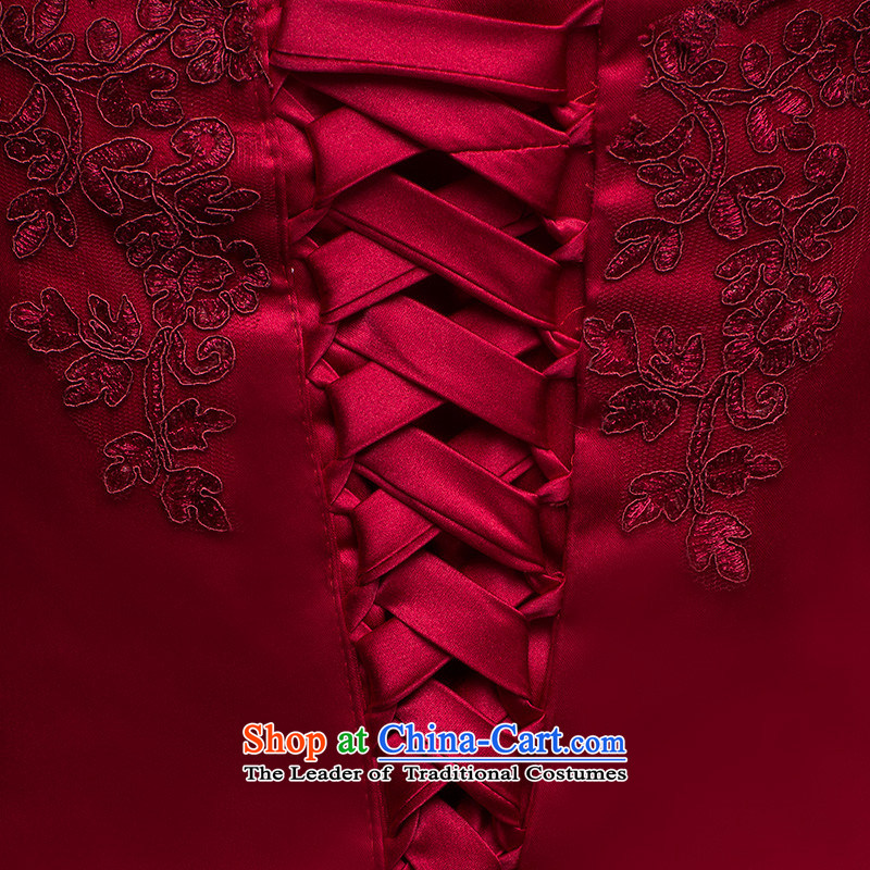 A new 2015 HANNIZI field shoulder straps Korean short sleeves) Bride wedding dress evening dresses wine red XL, Korea, Gigi Lai (hannizi) , , , shopping on the Internet