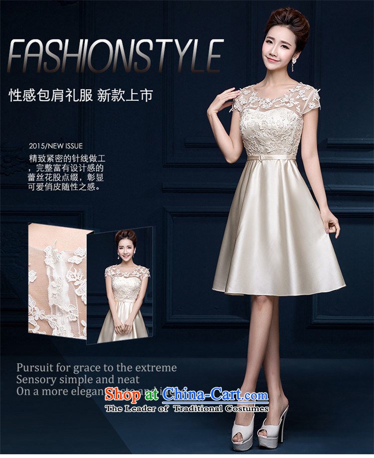The spring and summer of 2015 New HANNIZI) bows service banquet Dress Short of Korean word shoulder bride dress champagne color L picture, prices, brand platters! The elections are supplied in the national character of distribution, so action, buy now enjoy more preferential! As soon as possible.