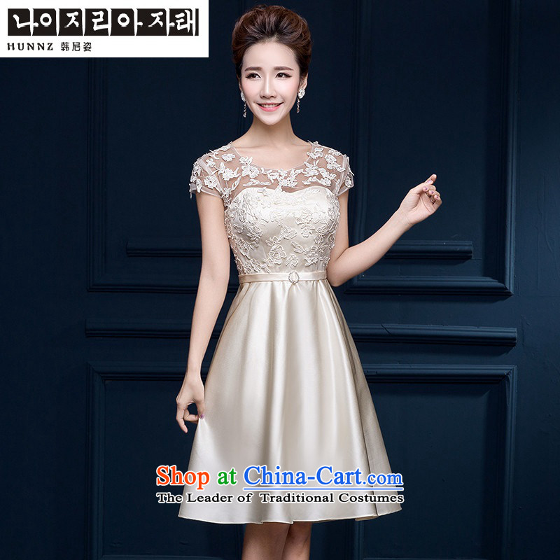 The spring and summer of 2015 New HANNIZI) bows service banquet Dress Short of Korean word shoulder bride dress champagne color L, Korea, Gigi Lai (hannizi) , , , shopping on the Internet