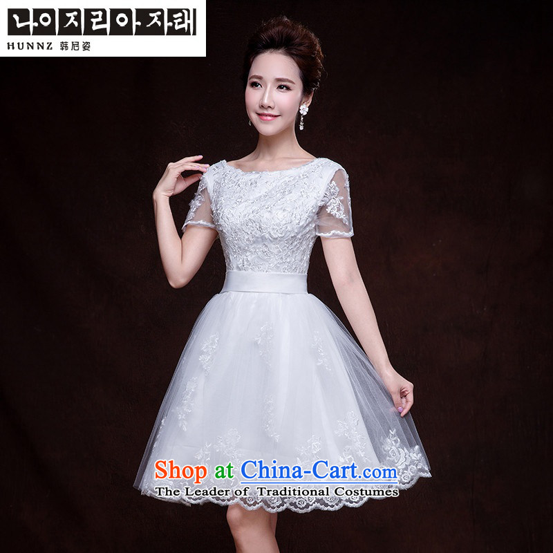 Toasting champagne served by 2015 HANNIZI Korean Style New spring and summer load a field of short white banquet shoulder evening dresses and won Amaral, White (hannizi) , , , shopping on the Internet