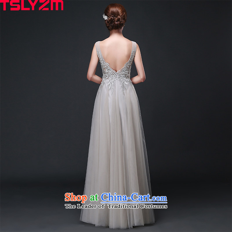 Tslyzm evening dresses of the persons chairing the annual meeting of the Korean dress lace round-neck collar shoulders 2015 Ms. new costumes and Smoke Gray s,tslyzm,,, shopping on the Internet