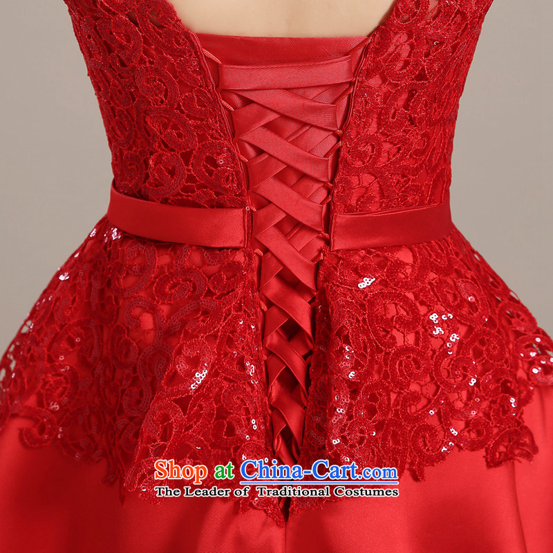 The Syrian Arab Republic 2015 Autumn load time new marriages bows services evening dress banquet women a field for bare shoulders lace sexy aristocratic shoulders dress dresses female red XL, Syria has been pressed time shopping on the Internet