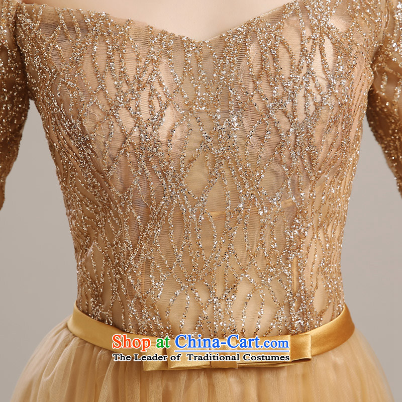 The Syrian brides service time bows autumn and winter 2015 new booking the wedding-dress, bridal dresses gold long skirt marriage banquet dinner dress gold M Time Syrian shopping on the Internet has been pressed.