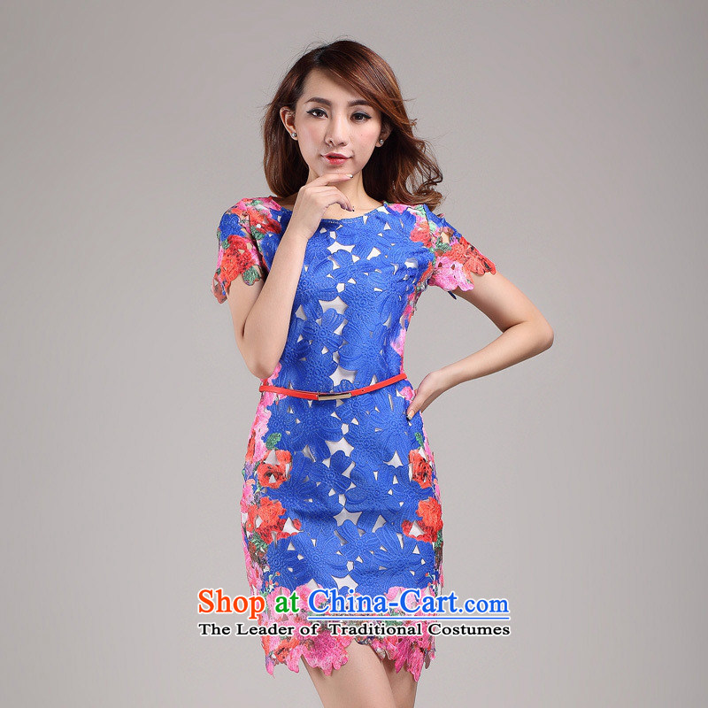 Web soft clothes Western women exclusive fashion dresses/new dress skirt embroidered dress blue -XL, Nga Xuan (joryaxuan) , , , shopping on the Internet