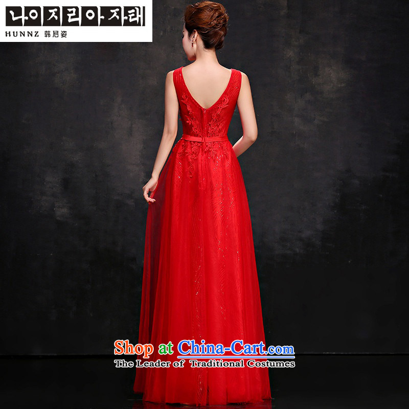       Korean 2015 Red HANNIZI V-Neck bride wedding dress long banquet dinner dress bows services , Korea Red XXL, Gigi Lai (hannizi) , , , shopping on the Internet