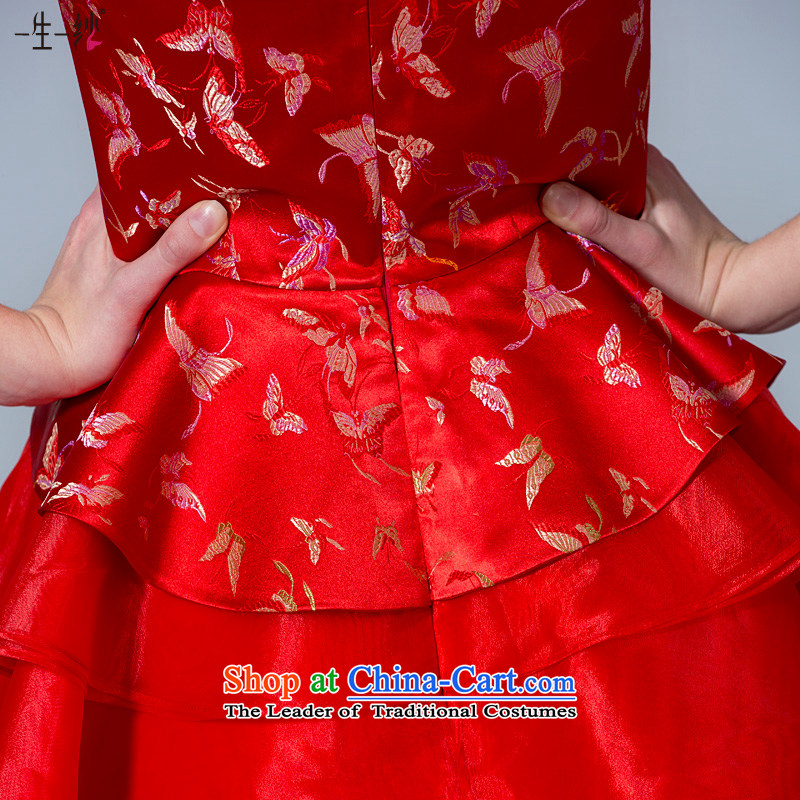 A lifetime of 2015 the new bride short high-lumbar bows to Chinese collar Korean pregnant women married cheongsam dress 40221054 170/92A red 30 days pre-sale, a Lifetime yarn , , , shopping on the Internet