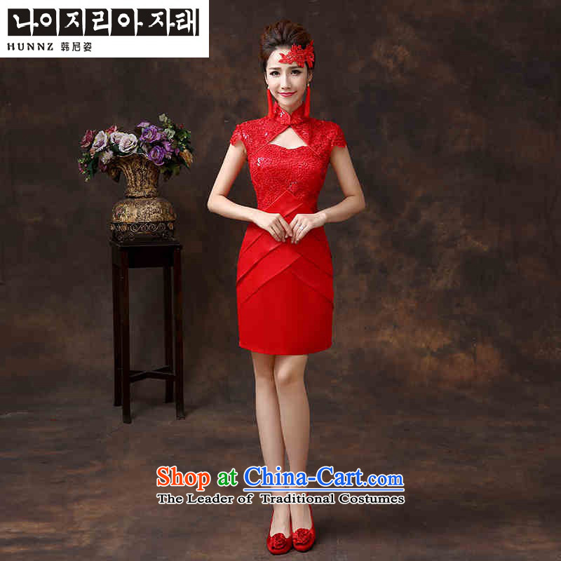 The new 2015 HANNIZI Stylish retro short spring and summer, red bride wedding dress evening dress red L, Sau San won, Gigi Lai (hannizi) , , , shopping on the Internet
