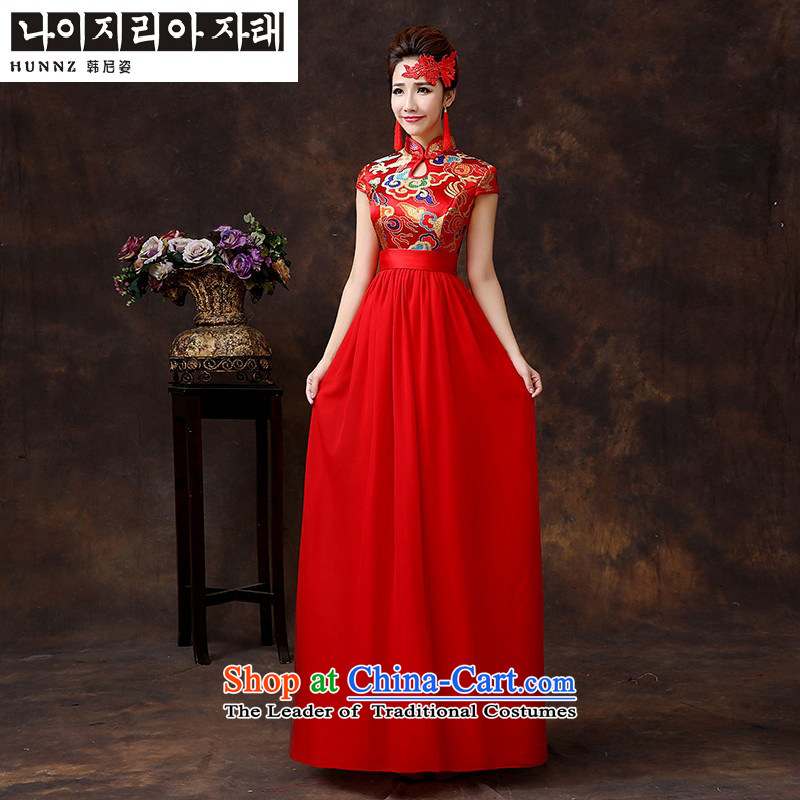 The spring and summer of 2015 New HANNIZI) Bride wedding dress evening dresses retro red long gown of Korea Red XXL, Gigi Lai (hannizi) , , , shopping on the Internet