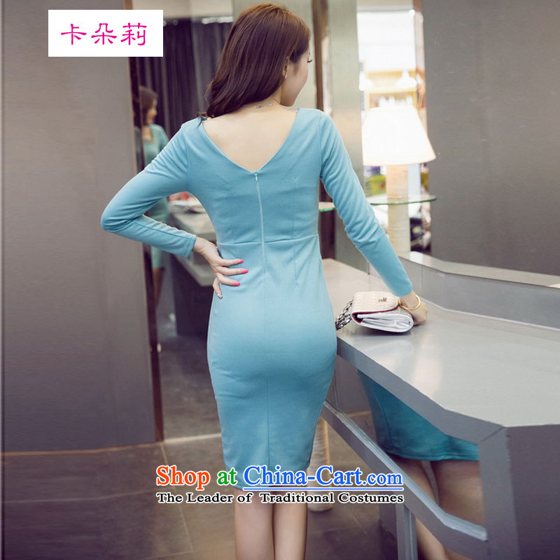 The card is the new autumn 2015 Li Products Korean sexy engraving the need for Sau San back dresses dress sub-light green card (flower S KADUOLI shopping on the Internet has been pressed.)