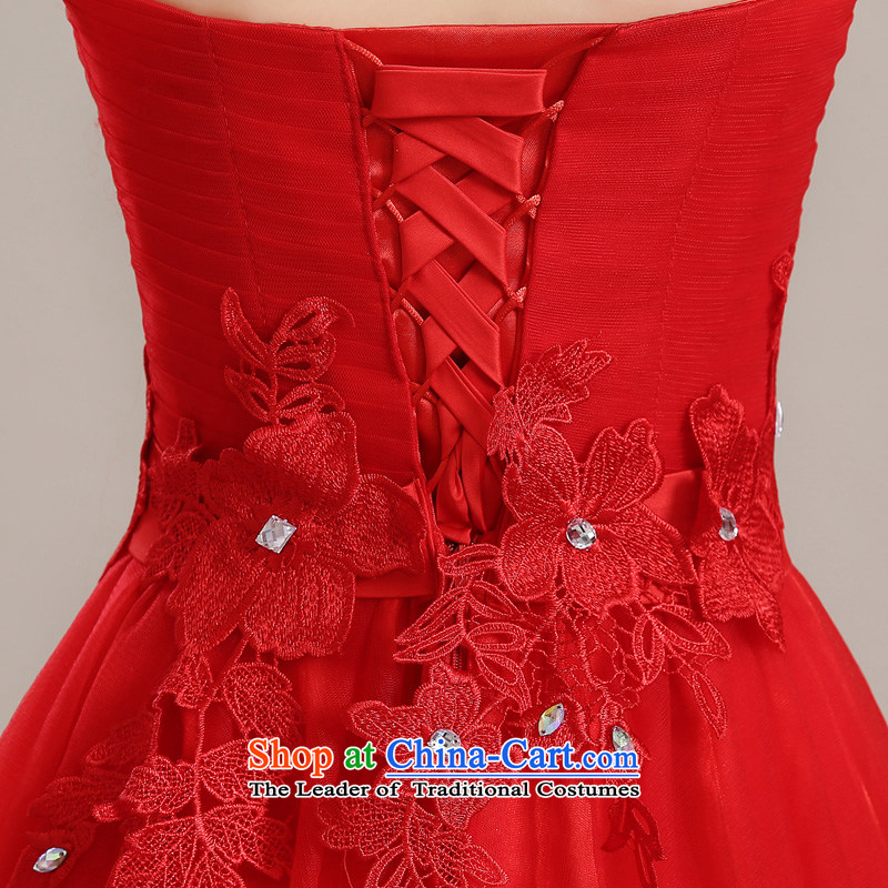 Time Syria of  autumn and winter 2015 new Korean anointed chest lace Sau San video thin bride wedding dress uniform red tie bows evening dresses long red XXL, time Syrian shopping on the Internet has been pressed.