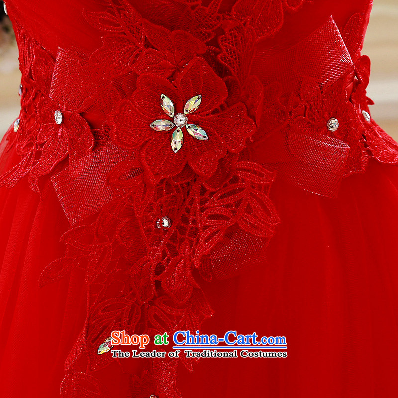 Time Syria of  autumn and winter 2015 new Korean anointed chest lace Sau San video thin bride wedding dress uniform red tie bows evening dresses long red XXL, time Syrian shopping on the Internet has been pressed.