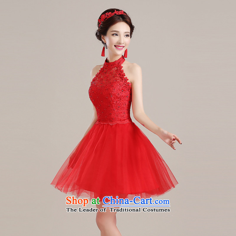 Time The  new bride Syria 2015 long drink service evening dress autumn and winter hang also small red dress skirt marriage bridesmaid service banquet female red short of time, L, Syria has been pressed shopping on the Internet