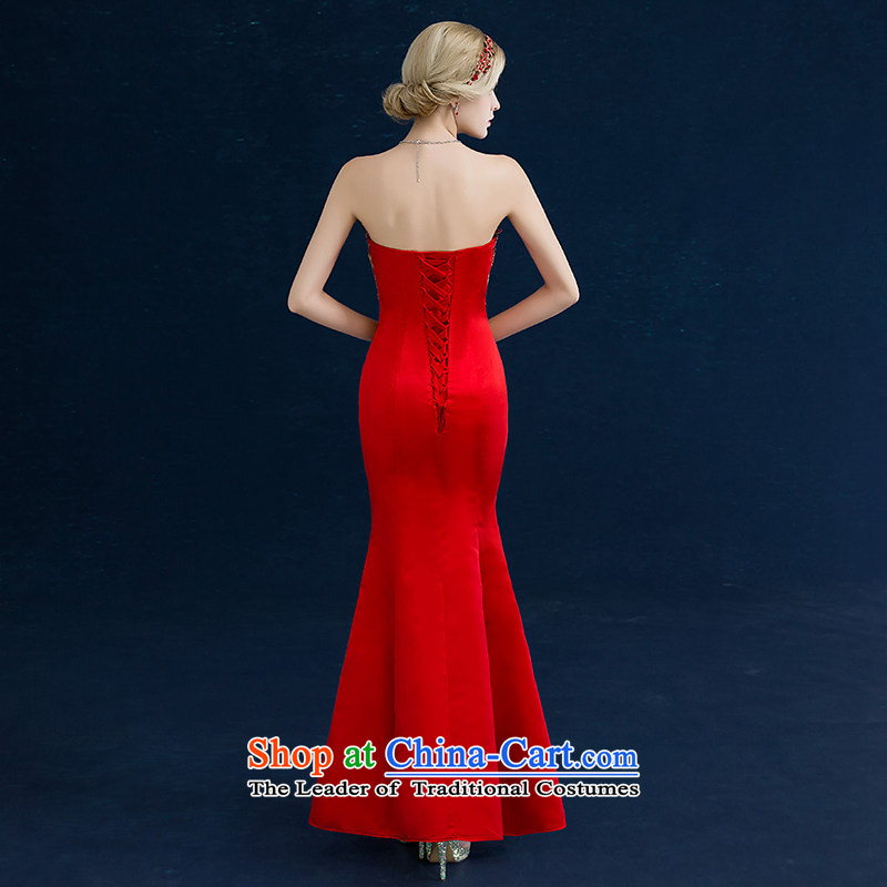 Jiang bride bows to seal a crowsfoot 2015 winter new wedding dresses wedding dress wiping the chest red long qipao autumn female Red Seal S, President Jiang has been pressed shopping on the Internet