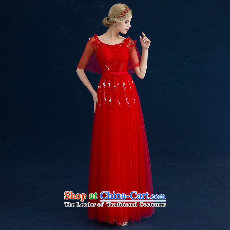Seal the bride dress bows services Jiang 2015 autumn and winter Korean married shoulders of Sau San lace banquet evening dresses RED M seal Jiang shopping on the Internet has been pressed.