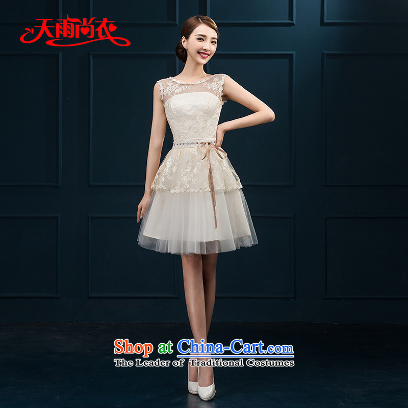 Rain-sang yi?2015 new Korean short, thin dinner will be blissful graphics bridesmaid small dress marriages bows services LF223 champagne color tailored