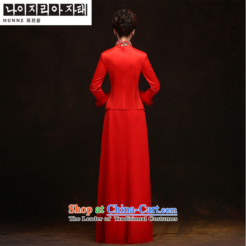 The spring and summer of 2015 New HANNIZI) Bride wedding dress evening dresses red long large retro, red , Korea, XL, hannizi) , , , shopping on the Internet
