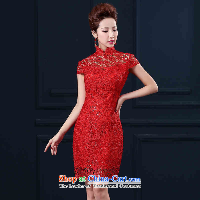        Toasting champagne HANNIZI Services 2015 Red new spring and summer short of pure color bride wedding dress evening dress of Korea Red M, Gigi Lai (hannizi) , , , shopping on the Internet