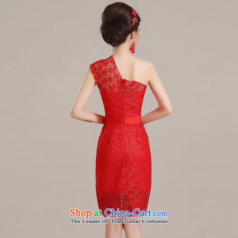 Time Syrian evening dresses 2015 new Korean Red shoulder, banquet service marriages fall bows stylish bridesmaid female red XL, Syria has been pressed time shopping on the Internet