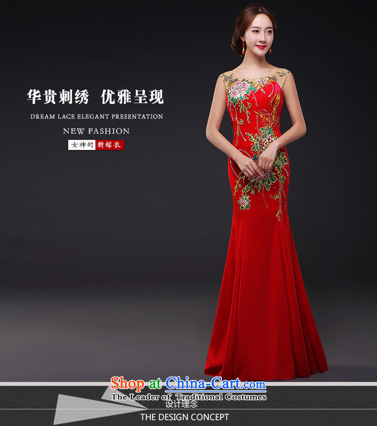 Hillo XILUOSHA) Lisa (long gown shoulders bride bows services red crowsfoot dress embroidery Female dress will 2015 New Red XL Photo, prices, brand platters! The elections are supplied in the national character of distribution, so action, buy now enjoy more preferential! As soon as possible.