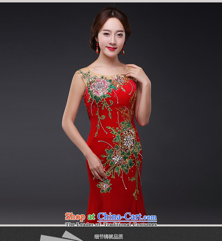 Hillo XILUOSHA) Lisa (long gown shoulders bride bows services red crowsfoot dress embroidery Female dress will 2015 New Red XL Photo, prices, brand platters! The elections are supplied in the national character of distribution, so action, buy now enjoy more preferential! As soon as possible.