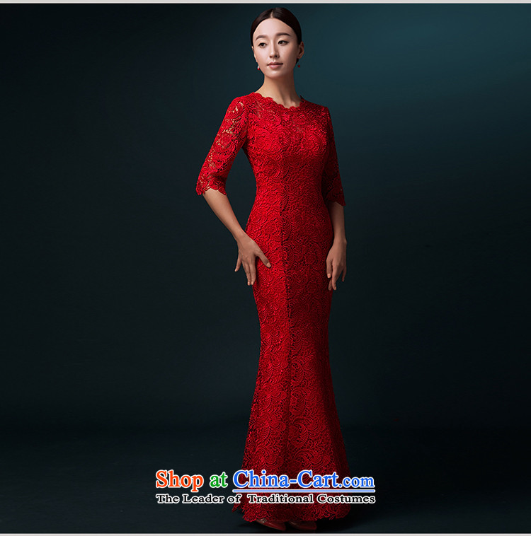Hillo XILUOSHA) bridal dresses Lisa (Red Dress bows service banquet long gown crowsfoot long-sleeved married bows qipao lace Red 7-sleeved XXL picture, prices, brand platters! The elections are supplied in the national character of distribution, so action, buy now enjoy more preferential! As soon as possible.