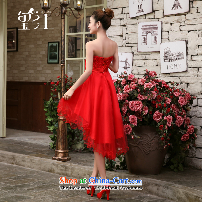 Jiang dress seal 2015 Autumn The new bride bows and chest short service red, banquet dress marriage bridesmaid services fall inside new products purple XL, seal has been pressed Jiang shopping on the Internet