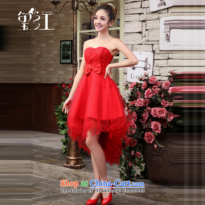 Jiang dress seal 2015 Autumn The new bride bows and chest short service red, banquet dress marriage bridesmaid services fall inside new products purple XL, seal has been pressed Jiang shopping on the Internet