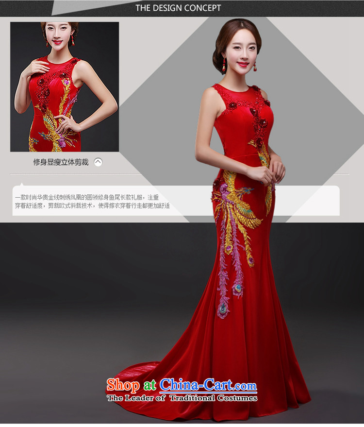 Hillo XILUOSHA) bridal dresses Lisa (tail red marriage services crowsfoot embroidery bows shoulders banquet evening dresses long 2015 New Red L picture, prices, brand platters! The elections are supplied in the national character of distribution, so action, buy now enjoy more preferential! As soon as possible.