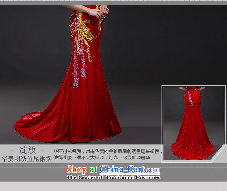 Hillo XILUOSHA) bridal dresses Lisa (tail red marriage services crowsfoot embroidery bows shoulders banquet evening dresses long 2015 New Red L picture, prices, brand platters! The elections are supplied in the national character of distribution, so action, buy now enjoy more preferential! As soon as possible.