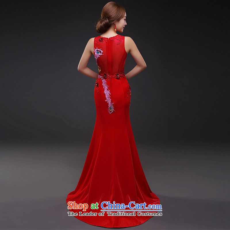 Hillo XILUOSHA) bridal dresses Lisa (tail red marriage services crowsfoot embroidery bows shoulders banquet evening dresses long 2015 new red , L HILLO Lisa (XILUOSHA) , , , shopping on the Internet