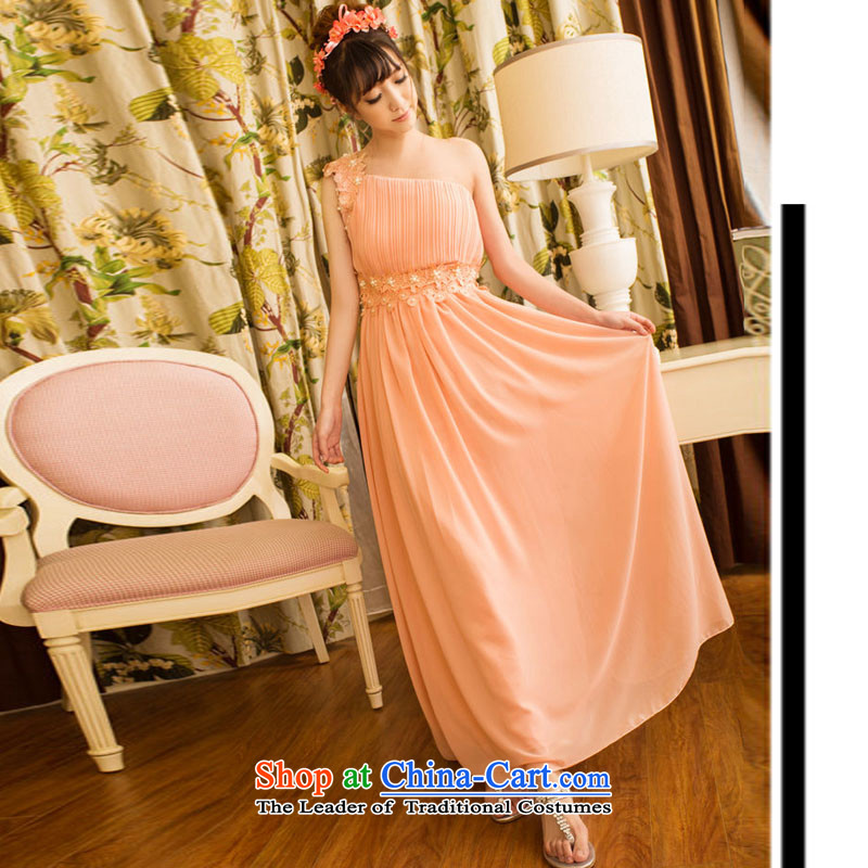 No. of 2015 sweet temperament OL banquet bridesmaid married Beveled Shoulder dresses female long skirt dress white left shoulder with shoulder strap S products stealth resistance (pzpzquality) , , , shopping on the Internet