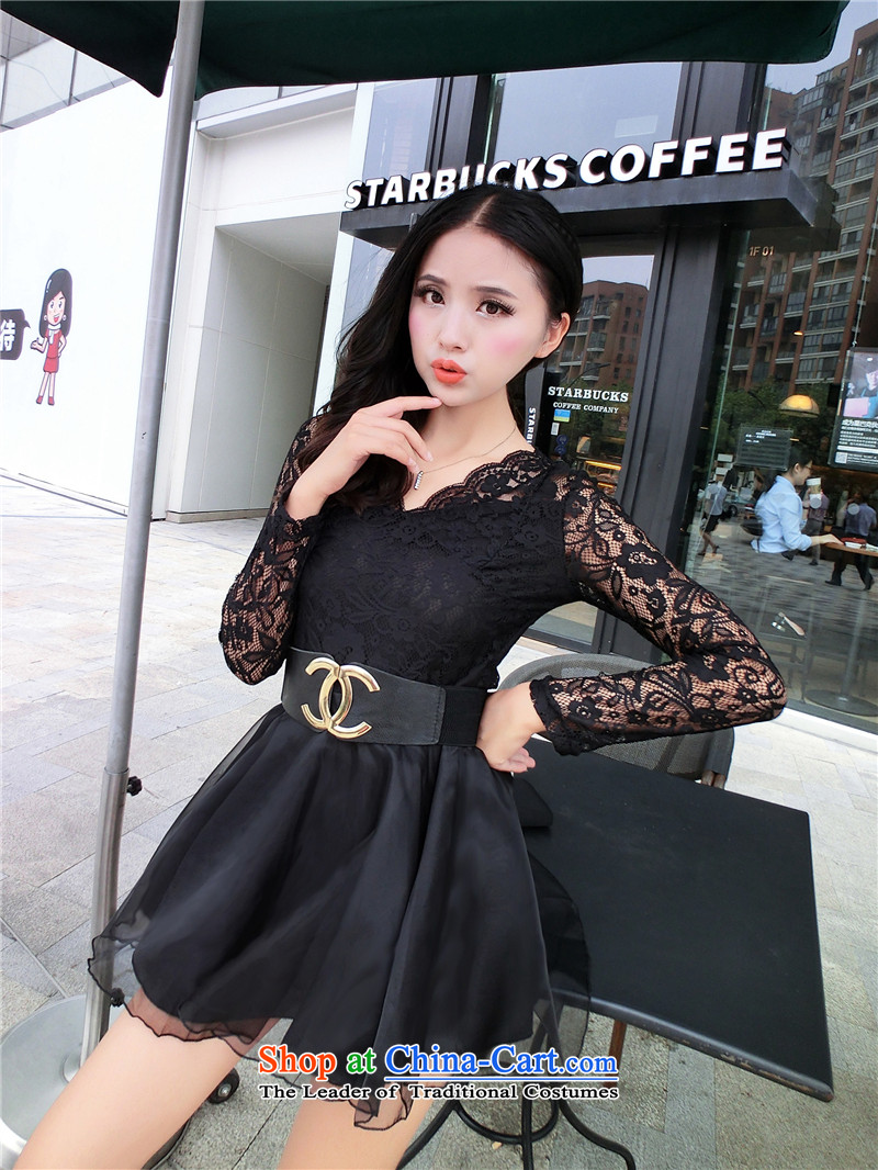  2015 Autumn-Monrovia Kosovo sexy new V-Neck lace stitching OSCE root yarn foutune bon bon dresses black M picture, prices, brand platters! The elections are supplied in the national character of distribution, so action, buy now enjoy more preferential! As soon as possible.