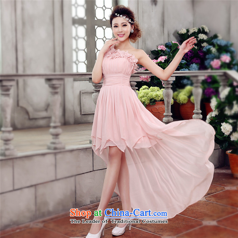 Hunnz sleeveless brides 2015 wedding dress Korean-style solid color shoulder short, banquet evening dresses Yuk-pink L,HUNNZ,,, shopping on the Internet