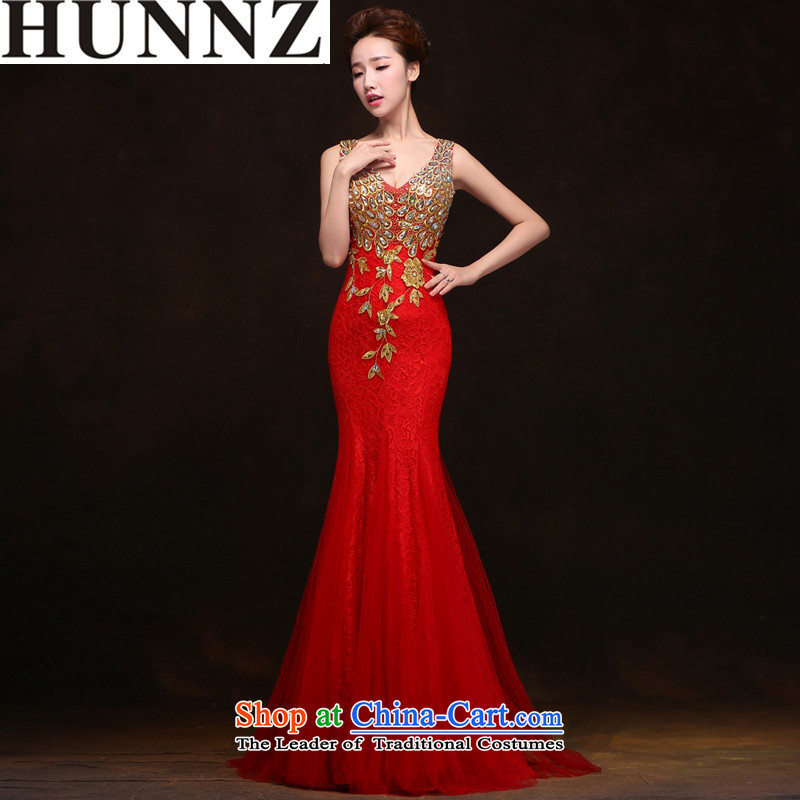      Toasting Champagne Services 2015 new HUNNZ stylish anointed chest wedding dress dress bride crowsfoot) Red S,HUNNZ,,, shopping on the Internet