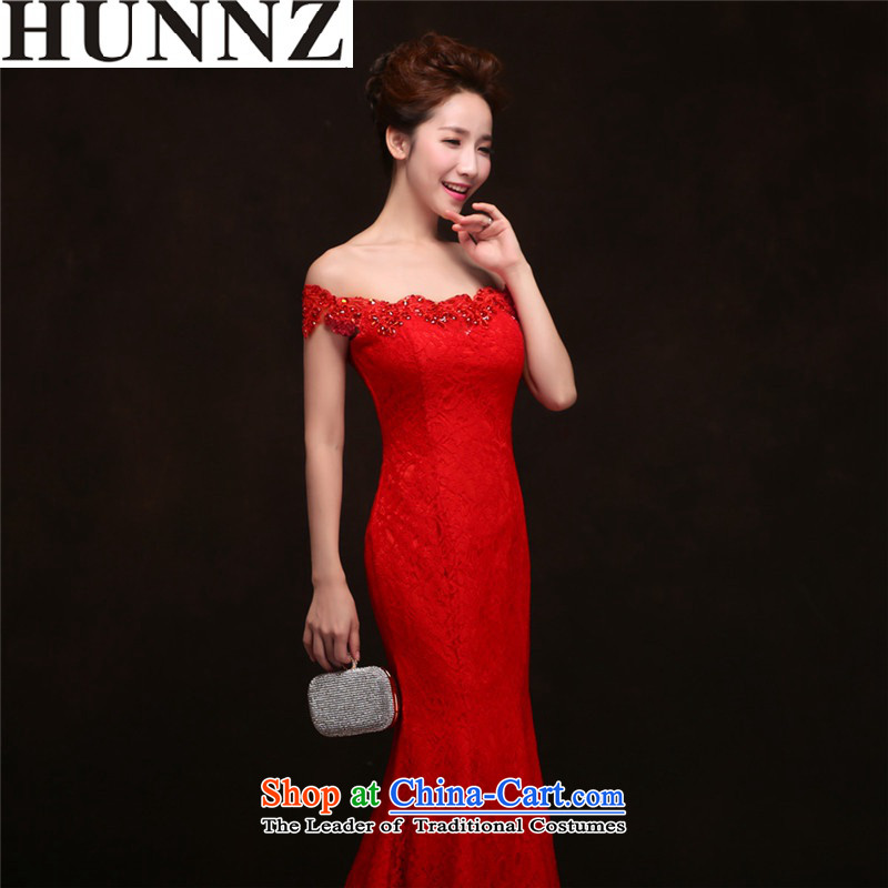      Toasting champagne served by 2015 a HUNNZ field shoulder length of straps crowsfoot sleeveless bride wedding dress evening dresses red XL,HUNNZ,,, shopping on the Internet