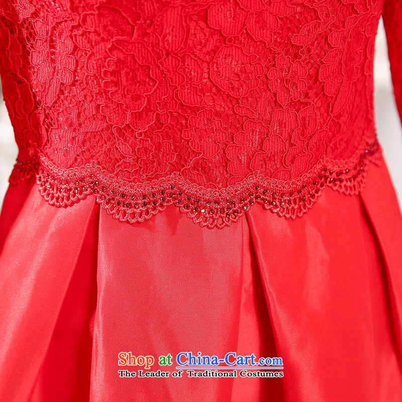 2015 Autumn and Winter Ms. new large red bridal dresses evening dresses bon bon skirt lace hook flower bows to Sau San video thin bridesmaid wedding dresses snapshot service 1 red M,uyuk,,, shopping on the Internet