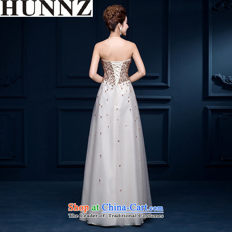 2015 Long dresses HUNNZ wiping the chest of fashionable dresses banquet bows Service Bridal evening dress white XXL,HUNNZ,,, shopping on the Internet