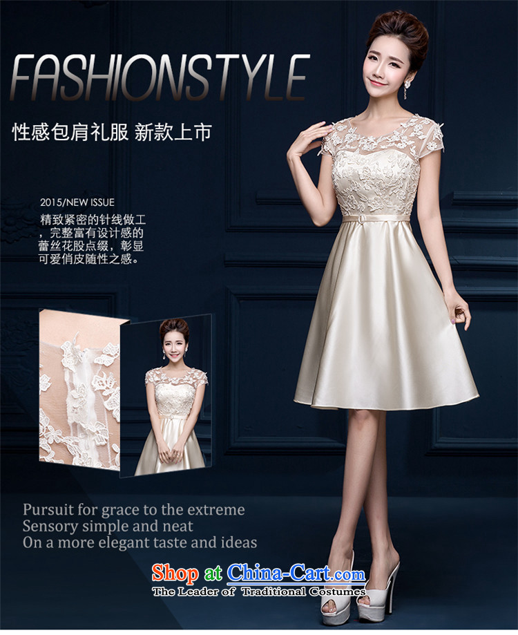 2015 Korean style of HUNNZ shoulder short) Bride field bows service banquet evening dresses bridesmaid serving champagne color XL Photo, prices, brand platters! The elections are supplied in the national character of distribution, so action, buy now enjoy more preferential! As soon as possible.