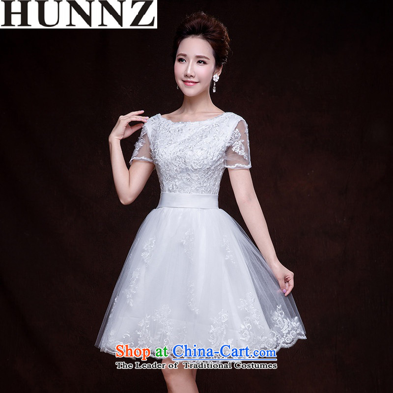 The Word 2015 HUNNZ Korean short, shoulder strap stylish wedding dress bows Service Bridal white XXL,HUNNZ,,, shopping on the Internet