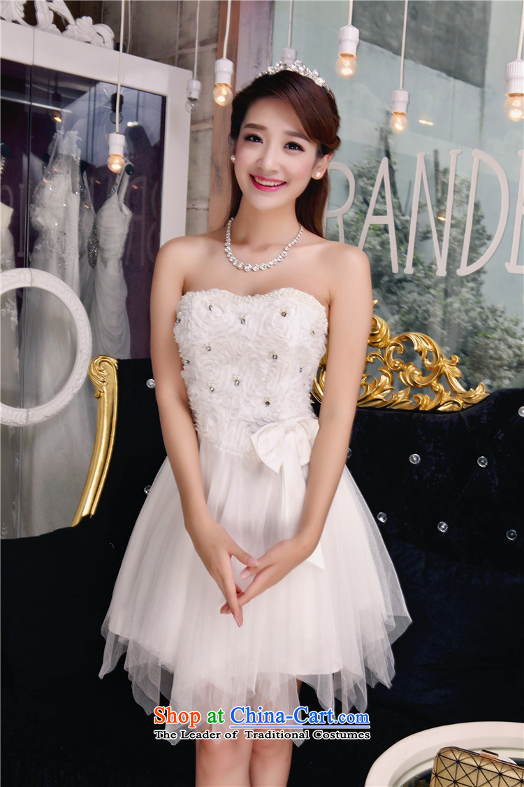 Andro ya 2015 bridesmaid sister dress bare shoulders and stylish lace temperament Sau San booking pearl white dresses L picture, prices, brand platters! The elections are supplied in the national character of distribution, so action, buy now enjoy more preferential! As soon as possible.
