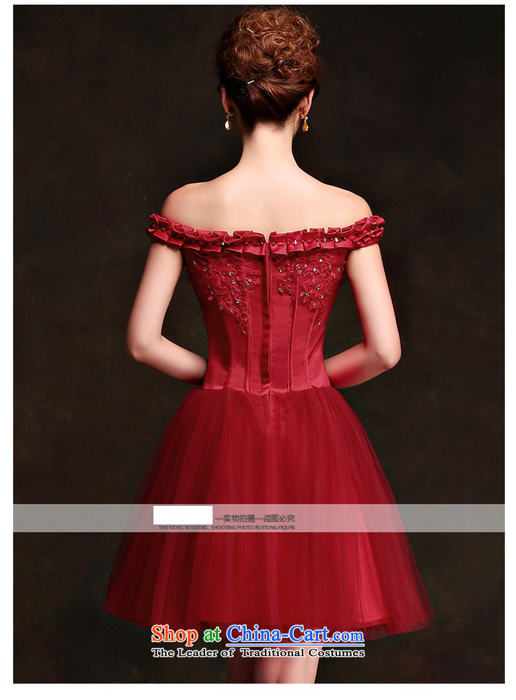 2015 service banquet HUNNZ toasting champagne evening dress bride wedding dress Korean word shoulder wine red wine red L picture, prices, brand platters! The elections are supplied in the national character of distribution, so action, buy now enjoy more preferential! As soon as possible.
