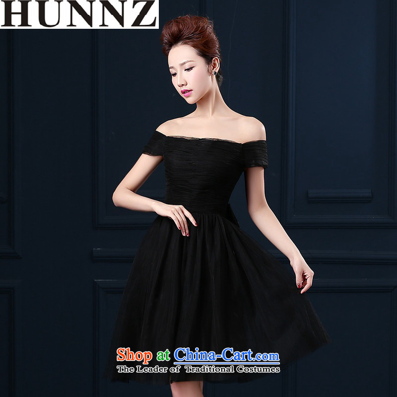 2015 Short HUNNZ sleeveless style and simplicity banquet evening dresses toasting champagne Sau San services video large thin black XL,HUNNZ,,, shopping on the Internet
