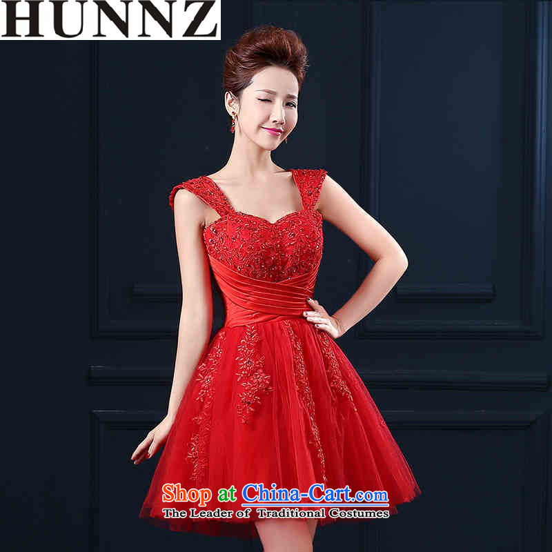 2015 HUNNZ lace stylish new spring and summer bride dress bows bridesmaid services services straps, Red S,HUNNZ,,, shopping on the Internet